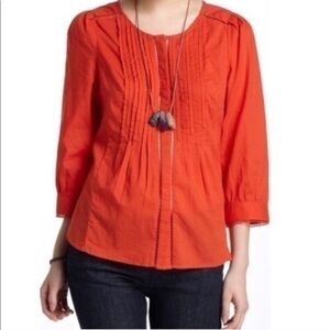 Anthropologie Meadow Rue Orange Button up Blouse
